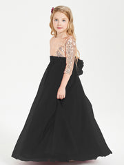 Sparkling Sequined Junior Bridesmaids Gown Black