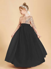 Sparkling Sequined Junior Bridesmaids Gown Black