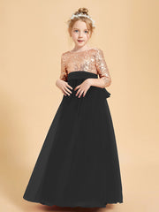 Sparkling Sequined Junior Bridesmaids Gown Black