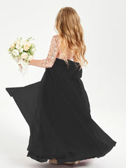 Sparkling Sequined Junior Bridesmaids Gown Black