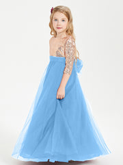 Sparkling Sequined Junior Bridesmaids Gown Blue