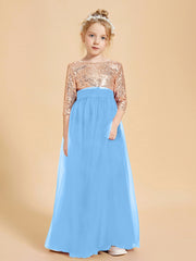 Sparkling Sequined Junior Bridesmaids Gown Blue