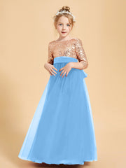 Sparkling Sequined Junior Bridesmaids Gown Blue