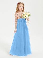 Sparkling Sequined Junior Bridesmaids Gown Blue