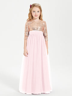 Sparkling Sequined Junior Bridesmaids Gown Blushing Pink