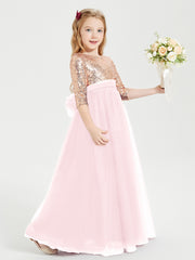 Sparkling Sequined Junior Bridesmaids Gown Blushing Pink