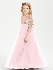 Sparkling Sequined Junior Bridesmaids Gown Blushing Pink