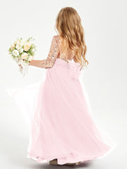 Sparkling Sequined Junior Bridesmaids Gown Blushing Pink