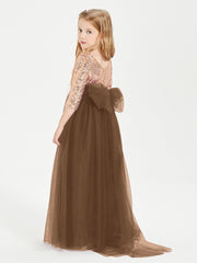 Sparkling Sequined Junior Bridesmaids Gown Brown