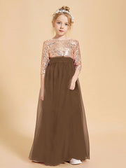 Sparkling Sequined Junior Bridesmaids Gown Brown