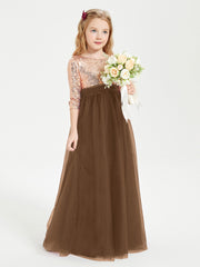 Sparkling Sequined Junior Bridesmaids Gown Brown