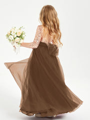 Sparkling Sequined Junior Bridesmaids Gown Brown