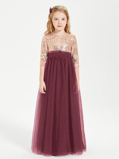 Sparkling Sequined Junior Bridesmaids Gown Cabernet