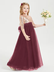 Sparkling Sequined Junior Bridesmaids Gown Cabernet