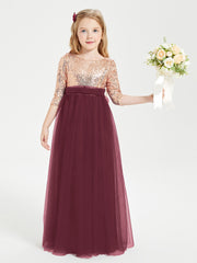 Sparkling Sequined Junior Bridesmaids Gown Cabernet