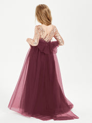 Sparkling Sequined Junior Bridesmaids Gown Cabernet