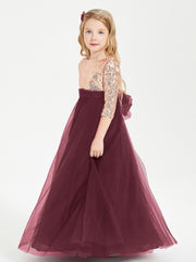 Sparkling Sequined Junior Bridesmaids Gown Cabernet