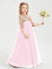 Sparkling Sequined Junior Bridesmaids Gown Candy Pink