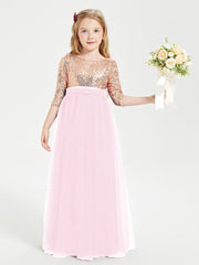 Sparkling Sequined Junior Bridesmaids Gown Candy Pink