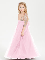 Sparkling Sequined Junior Bridesmaids Gown Candy Pink
