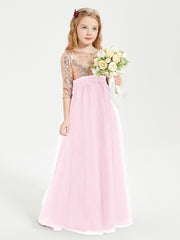 Sparkling Sequined Junior Bridesmaids Gown Candy Pink
