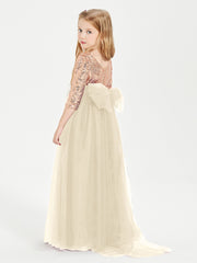 Sparkling Sequined Junior Bridesmaids Gown Champagne