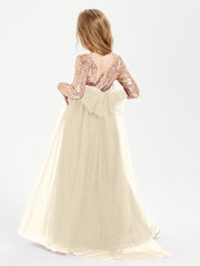 Sparkling Sequined Junior Bridesmaids Gown Champagne