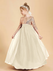 Sparkling Sequined Junior Bridesmaids Gown Champagne