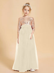 Sparkling Sequined Junior Bridesmaids Gown Champagne