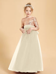 Sparkling Sequined Junior Bridesmaids Gown Champagne