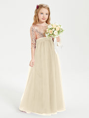 Sparkling Sequined Junior Bridesmaids Gown Champagne