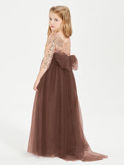 Sparkling Sequined Junior Bridesmaids Gown Chocolate