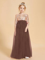 Sparkling Sequined Junior Bridesmaids Gown Chocolate