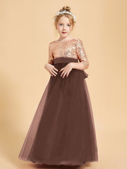 Sparkling Sequined Junior Bridesmaids Gown Chocolate