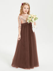 Sparkling Sequined Junior Bridesmaids Gown Chocolate