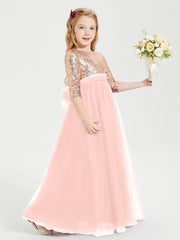 Sparkling Sequined Junior Bridesmaids Gown Coral