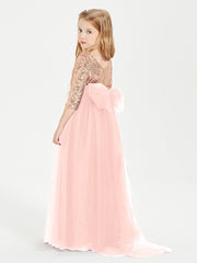 Sparkling Sequined Junior Bridesmaids Gown Coral