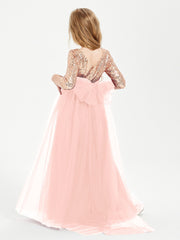 Sparkling Sequined Junior Bridesmaids Gown Coral