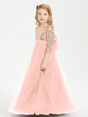 Sparkling Sequined Junior Bridesmaids Gown Coral