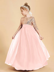 Sparkling Sequined Junior Bridesmaids Gown Coral