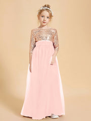 Sparkling Sequined Junior Bridesmaids Gown Coral