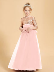 Sparkling Sequined Junior Bridesmaids Gown Coral