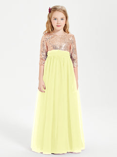 Sparkling Sequined Junior Bridesmaids Gown Daffodil