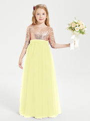 Sparkling Sequined Junior Bridesmaids Gown Daffodil