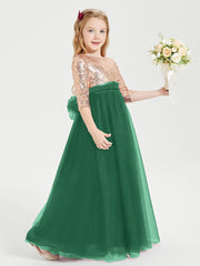 Sparkling Sequined Junior Bridesmaids Gown Dark Green
