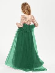 Sparkling Sequined Junior Bridesmaids Gown Dark Green