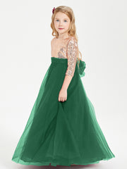Sparkling Sequined Junior Bridesmaids Gown Dark Green