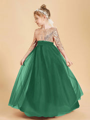 Sparkling Sequined Junior Bridesmaids Gown Dark Green