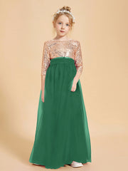 Sparkling Sequined Junior Bridesmaids Gown Dark Green
