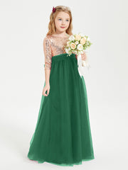 Sparkling Sequined Junior Bridesmaids Gown Dark Green